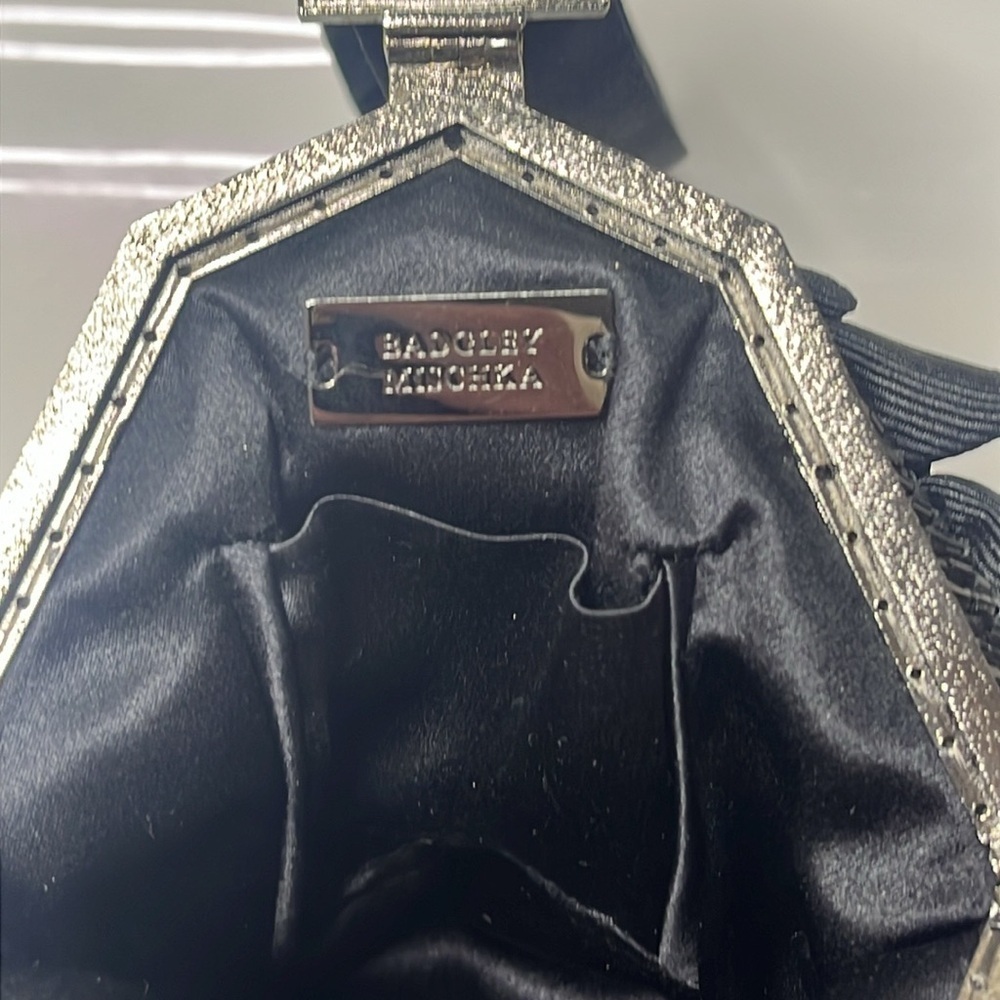 BADGLEY MISCHKA VINTAGECOUTURE EVENING BAG BLACK RUFFLE BEADED - Picture 7 of 13